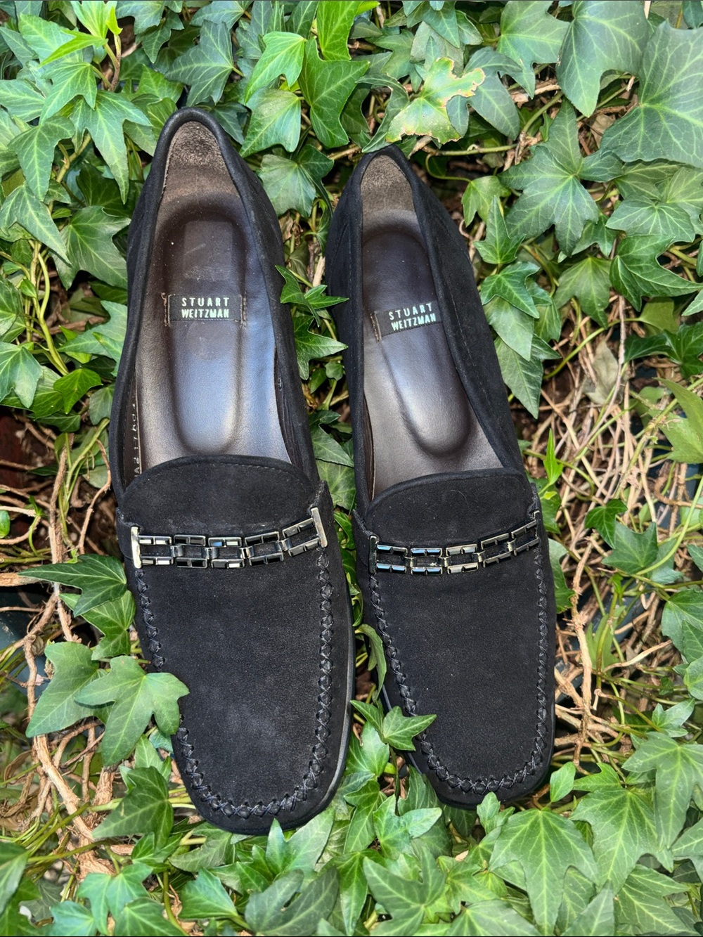 Stuart Weitzman Black Suede Loafers Flats Wedge Shoes Women’s Size 8 AA Narrow